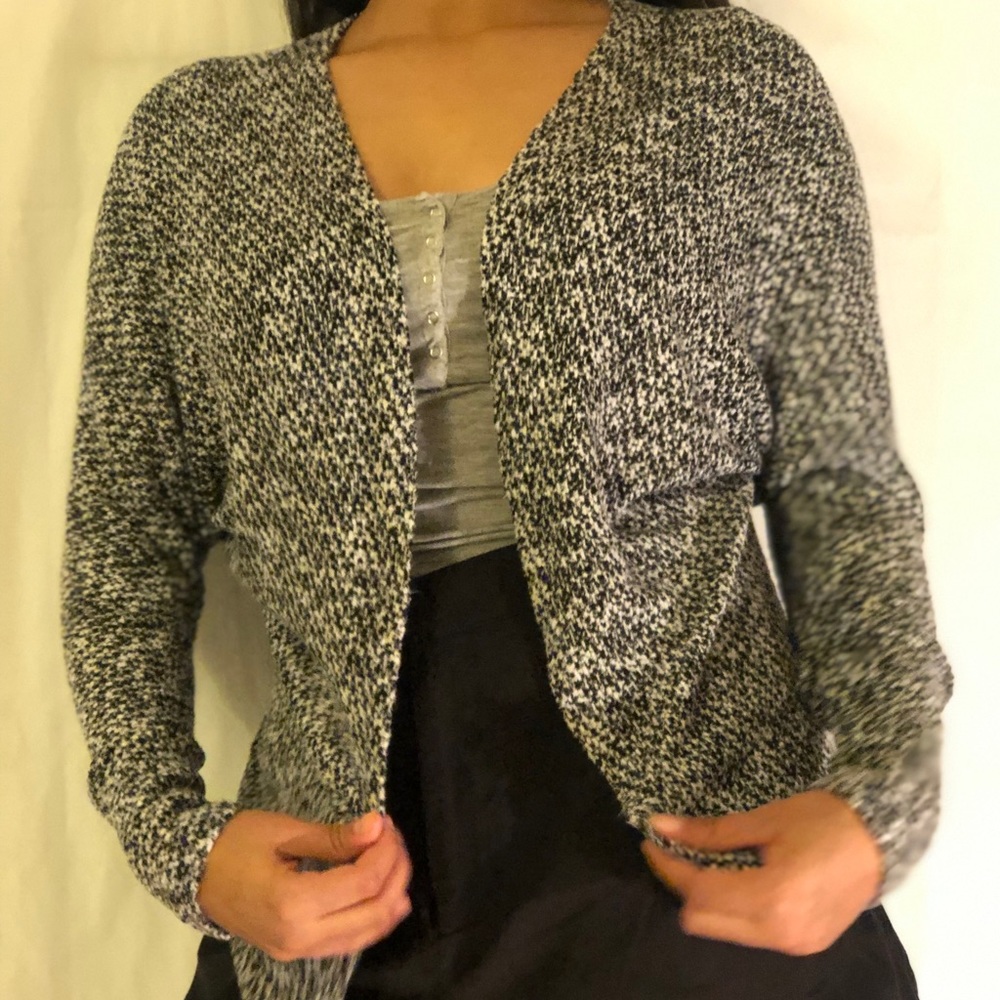 Zip Pattern High Low Cardigan
